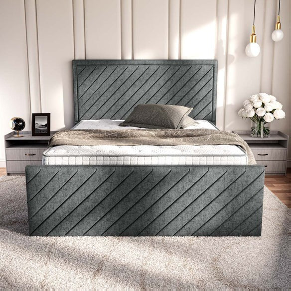 Oxford Upholstered Bed - Charcoal Chenille