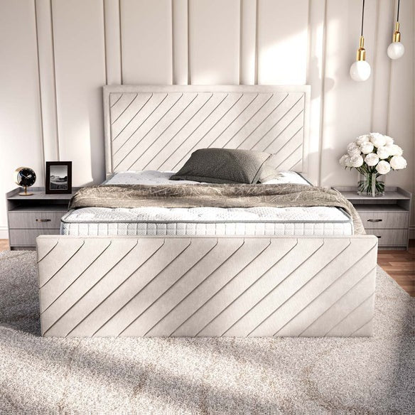 Oxford Upholstered Bed - Cream Naples