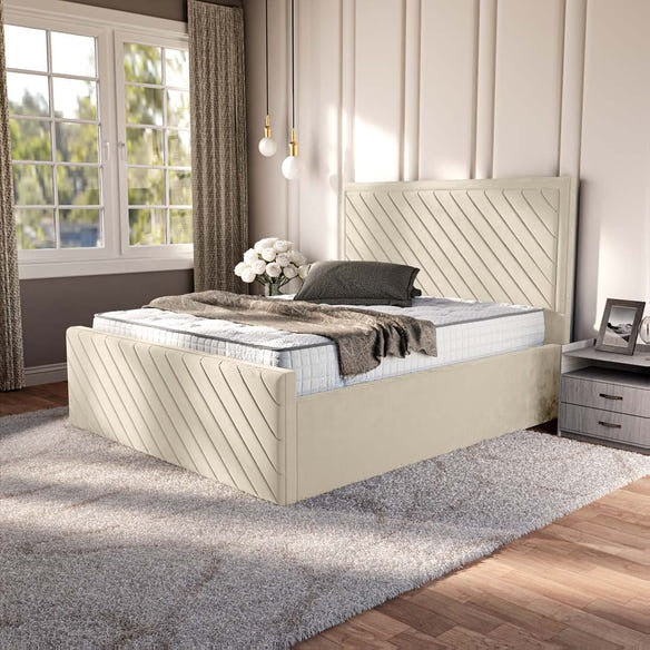 Oxford Upholstered Bed - Cream Plush Velvet