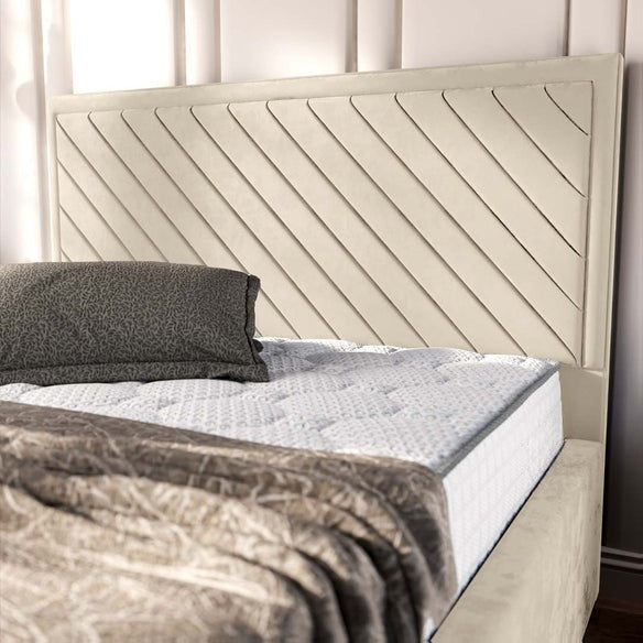 Oxford Upholstered Bed - Cream Plush Velvet