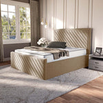Oxford Upholstered Bed - Mink Plush Velvet