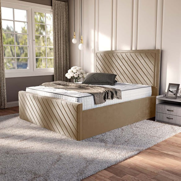 Oxford Upholstered Bed - Mink Plush Velvet