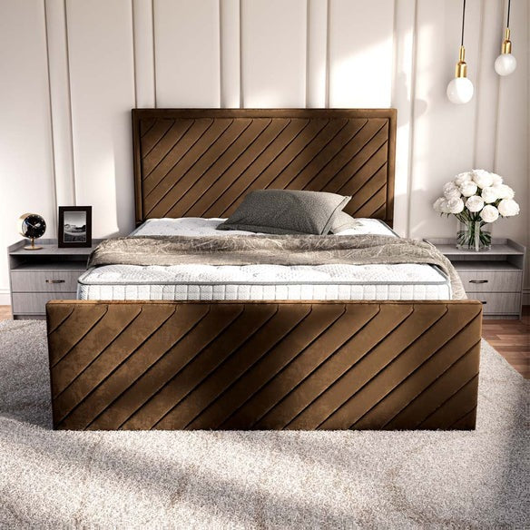 Oxford Upholstered Bed - Mocca Plush Velvet