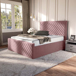 Oxford Upholstered Bed - Pink Plush Velvet