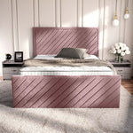 Oxford Upholstered Bed - Pink Plush Velvet