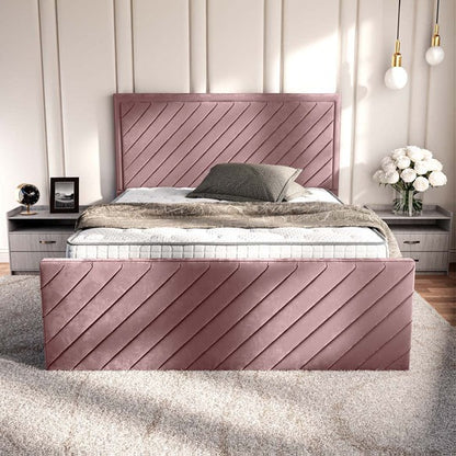 Oxford Upholstered Bed - Pink Plush Velvet
