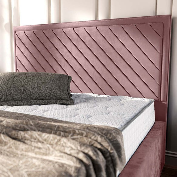 Oxford Upholstered Bed - Pink Plush Velvet