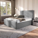 Oxford Upholstered Bed - Silver Chenille