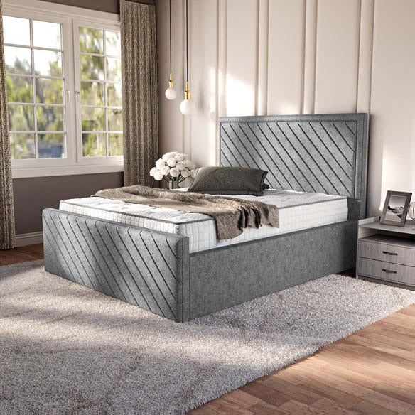 Oxford Upholstered Bed - Silver Chenille