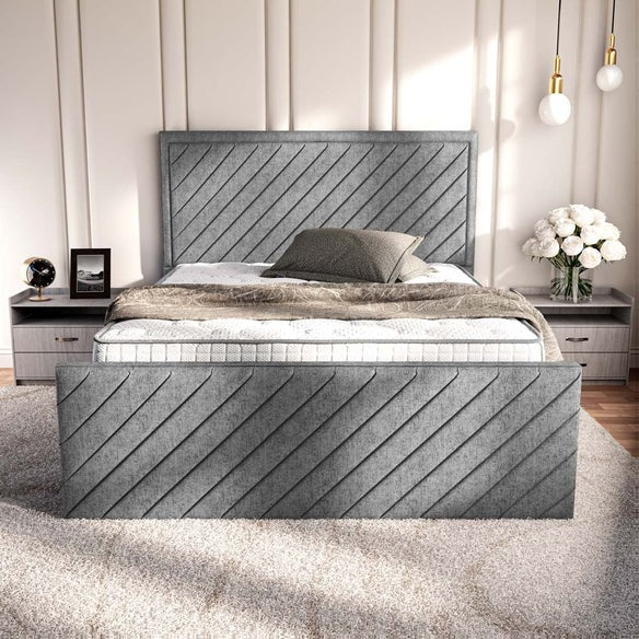 Oxford Upholstered Bed - Silver Chenille
