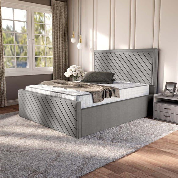 Oxford Upholstered Bed - Silver Linoso