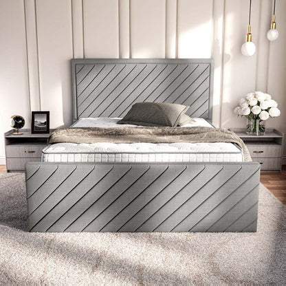 Oxford Upholstered Bed - Silver Linoso