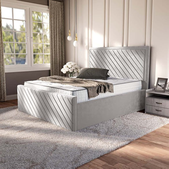 Oxford Upholstered Bed - Silver Plush Velvet
