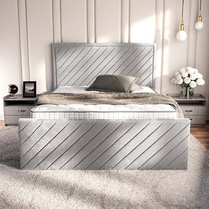 Oxford Upholstered Bed - Silver Plush Velvet