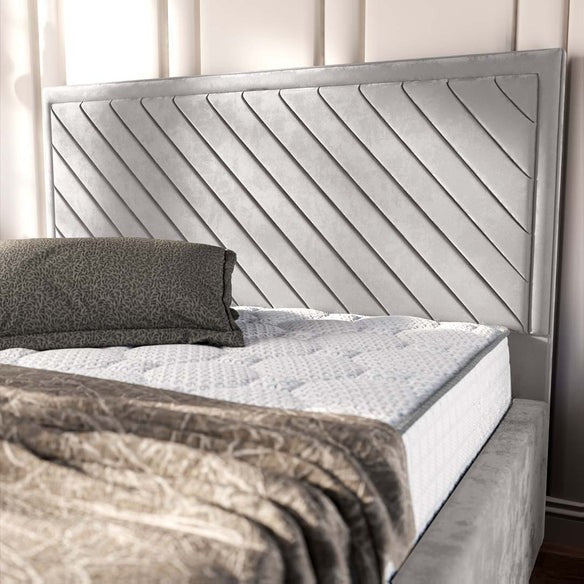 Oxford Upholstered Bed - Silver Plush Velvet