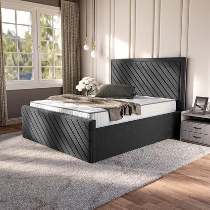 Oxford Upholstered Bed - Steel Plush Velvet