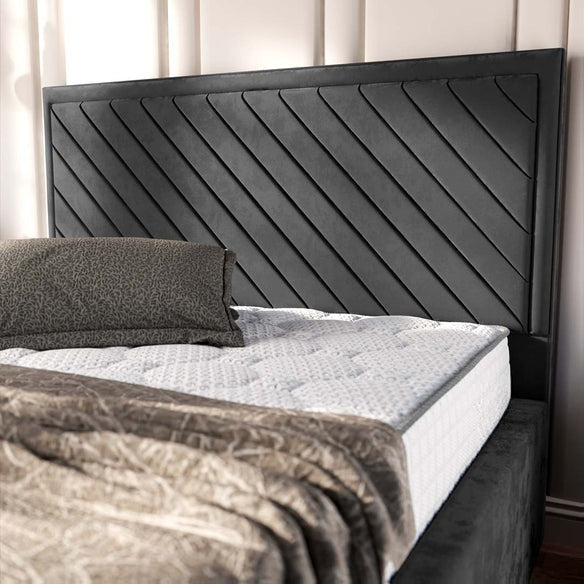 Oxford Upholstered Bed - Steel Plush Velvet