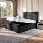 Oxford Upholstered Ottoman Bed - Black Naples