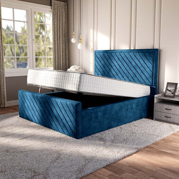 Oxford Upholstered Ottoman Bed - Blue Coniston