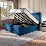 Oxford Upholstered Ottoman Bed - Blue Coniston