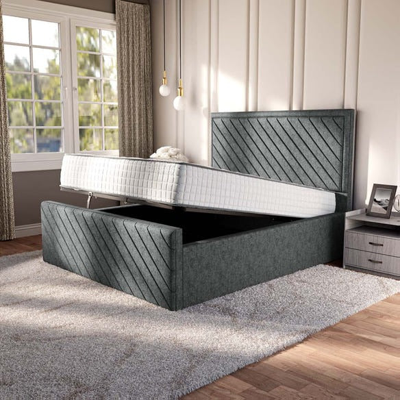 Oxford Upholstered Ottoman Bed - Charcoal Chenille