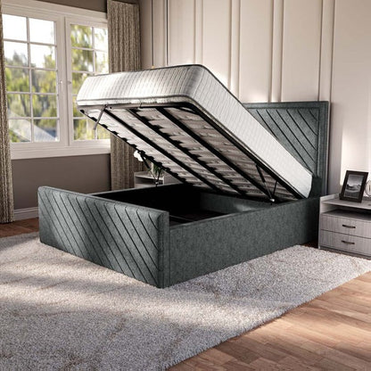 Oxford Upholstered Ottoman Bed - Charcoal Chenille