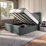 Oxford Upholstered Ottoman Bed - Charcoal Chenille