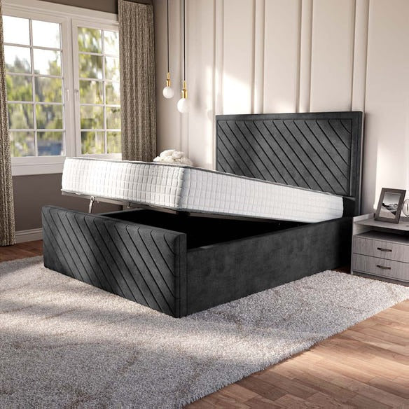 Oxford Upholstered Ottoman Bed - Charcoal Coniston