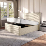 Oxford Upholstered Ottoman Bed - Cream Chenille