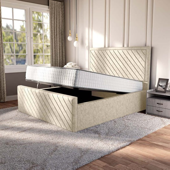 Oxford Upholstered Ottoman Bed - Cream Chenille