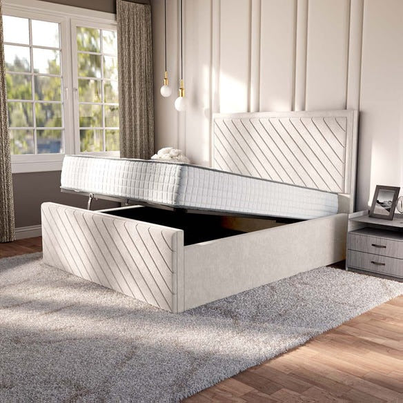 Oxford Upholstered Ottoman Bed - Cream Naples