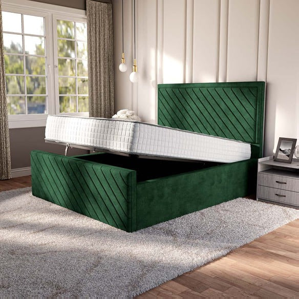 Oxford Upholstered Ottoman Bed - Emerald Coniston