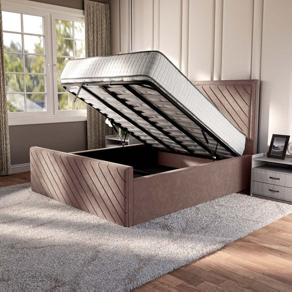 Oxford Upholstered Ottoman Bed - Mauve Naples