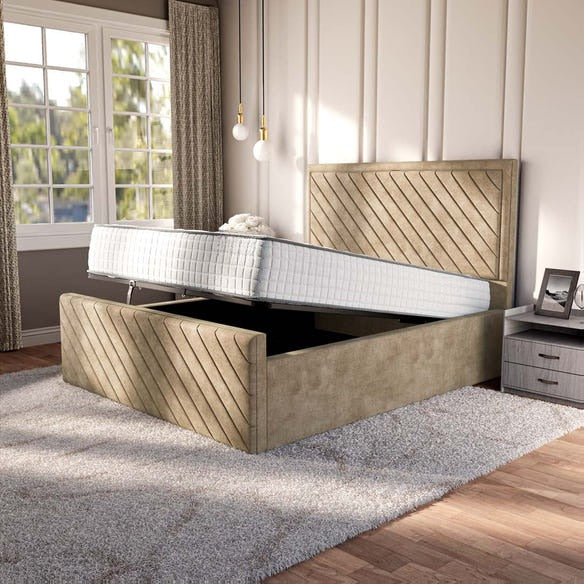 Oxford Upholstered Ottoman Bed - Mink Coniston