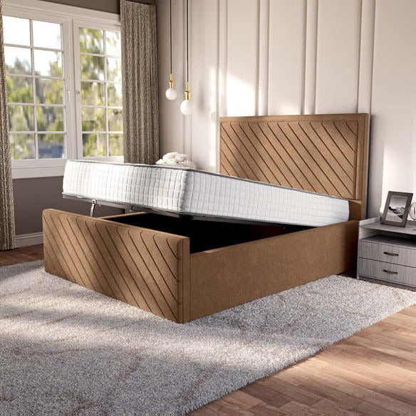 Oxford Upholstered Ottoman Bed - Mink Naples