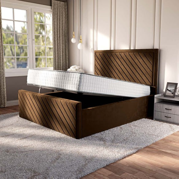Oxford Upholstered Ottoman Bed - Mocca Plush Velvet