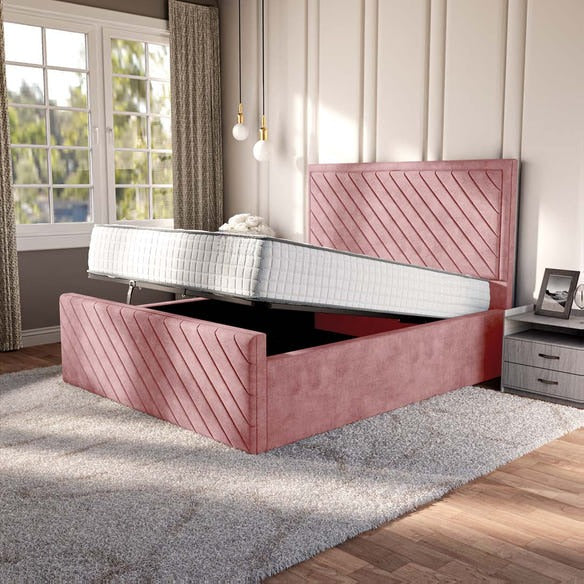 Oxford Upholstered Ottoman Bed - Pink Coniston