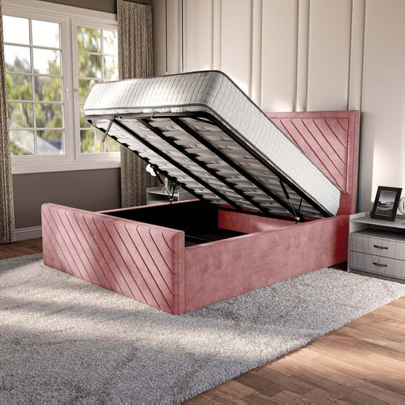 Oxford Upholstered Ottoman Bed - Pink Coniston