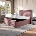 Oxford Upholstered Ottoman Bed - Pink Plush Velvet