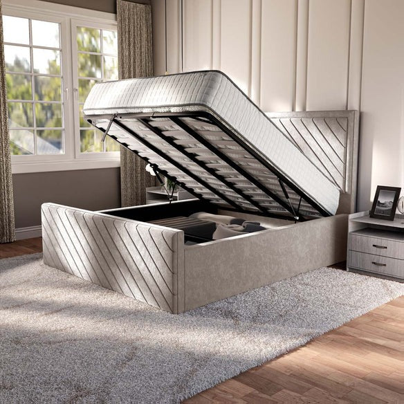 Oxford Upholstered Ottoman Bed - Seal Grey Naples
