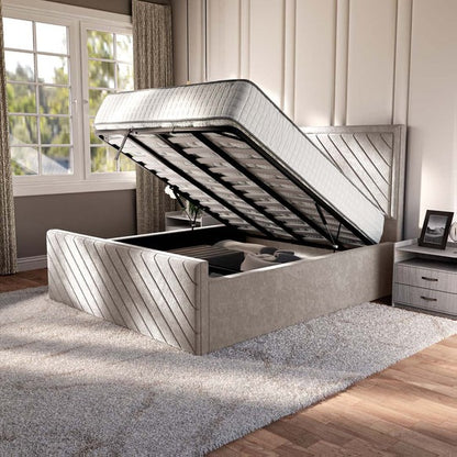 Oxford Upholstered Ottoman Bed - Seal Grey Naples