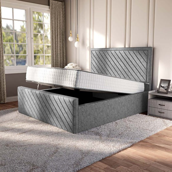 Oxford Upholstered Ottoman Bed - Silver Chenille