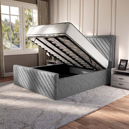 Oxford Upholstered Ottoman Bed - Silver Chenille