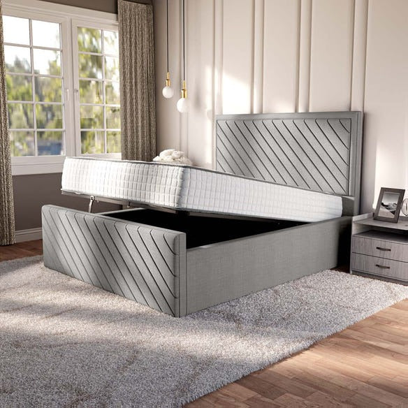 Oxford Upholstered Ottoman Bed - Silver Linoso