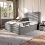Oxford Upholstered Ottoman Bed - Silver Linoso