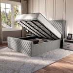 Oxford Upholstered Ottoman Bed - Silver Linoso