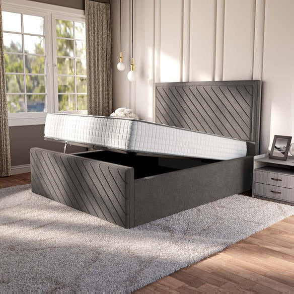 Oxford Upholstered Ottoman Bed - Slate Grey Naples