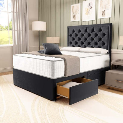 Panama Divan Bed - Black Plush Velvet