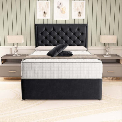 Panama Divan Bed - Black Plush Velvet