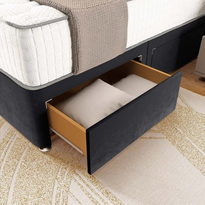 Panama Divan Bed - Black Plush Velvet
